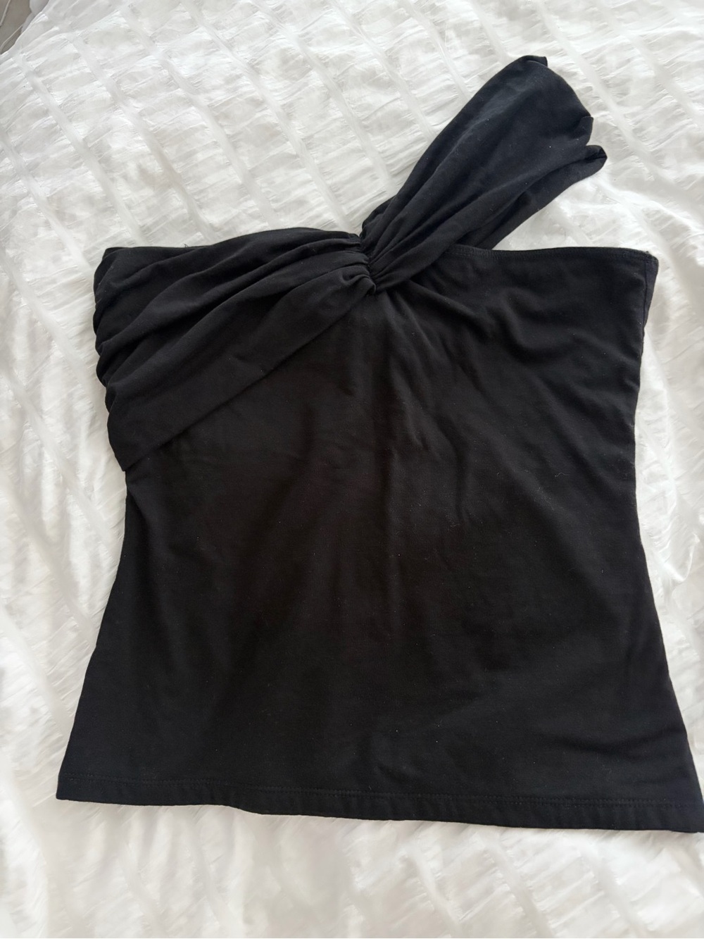 OAK + FORT Black One-Shoulder Twist Tank